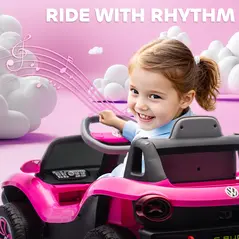AIYAPLAY Volkswagen Licensed Kids Electric Car with Remote Control for Ages 3-6 Years, Pink - 8