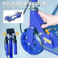 AIYAPLAY Scooter for Kids Aged 3-8 Years, with Adjustable Handle, Two Light Up Wheels, Handbrake, Rear Brake, Blue - 7