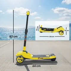 AIYAPLAY Three-Wheel Foldable Electric Scooter for Kids Aged 6-10 Years, Yellow - 3
