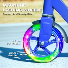 AIYAPLAY Scooter for Kids Aged 3-8 Years, with Adjustable Handle, Two Light Up Wheels, Handbrake, Rear Brake, Blue - 5