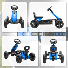 AIYAPLAY Pedal Go Kart for Kids 2-5 Years, with Silent EVA Wheels, Metal Frame, Blue - 7