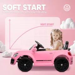 AIYAPLAY Volkswagen Beetle Licensed 12V Ride on Car w/ Remote Control, Suspension Wheels, Soft Start, Lights, Music, Pink - 6