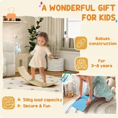 AIYAPLAY Wooden Balance Board for Kids, Wobble Board with Silent Felt for Sensory Play, Blue - 7