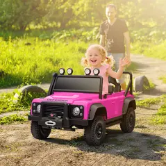 AIYAPLAY Kids Ride On Car with Remote Control, Music, Horn, 4 Spring Suspension Wheels, LED Lights for 3-5 Years Old, Pink - 2