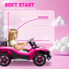 AIYAPLAY Volkswagen Licensed Kids Electric Car with Remote Control for Ages 3-6 Years, Pink - 6