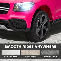 AIYAPLAY Mercedes-Benz GLC Licensed Kids Ride on Car with Remote Control, Soft Start, MP3, LED Headlights, Pink - 8