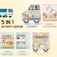 AIYAPLAY Wooden Busy Board, 5 in 1 Activity Wall Panels for Kids 3+ Years, for Daycare, Playroom, Home - 4