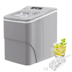 HOMCOM 12kg Countertop Ice Cube Machine, with Scoop - Silver-Tone - 1