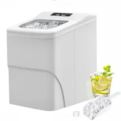 HOMCOM 12kg Countertop Ice Cube Machine, with Scoop - White - 1