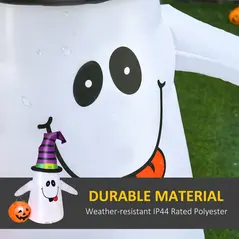 HOMCOM 1.2m Witch Ghost Halloween Inflatable Decoration w/ LED Lights Fan Accessories Pumpkin Lantern Kids Adult Fun Weather-Resistant Indoor Outdoor Seasonal - 6