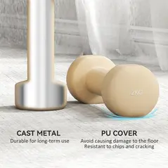 HOMCOM 10KG Dumbbells Set with Carry Case, Hand Weights for Women and Men Home Gym Weight Lifting Training, Pink, Purple, Grey, Brown - 5