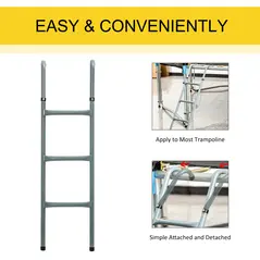 HOMCOM 12/14ft Trampoline Ladder Galvanized w/ Non-slip Mat - 7