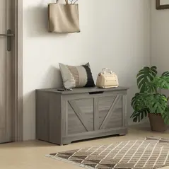 HOMCOM 100L Home Storage Box, with Safety Hinges - Charcoal Grey - 9