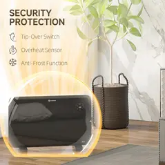 HOMCOM 1.2kW Freestand/On-Wall Electric Convector Heater, with Adjustable Thermostat - Black - 7