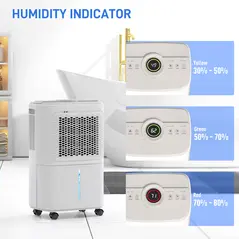 HOMCOM 12L Dehumidifier, with Touch Panel LED Screen - White - 5