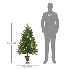 HOMCOM 1.2m 4ft Christmas Tree Entrance Décor 750 Tips Xmas Pre-lit Tree 80 LED with Vase Base - 3