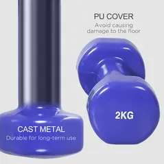 HOMCOM 10KG Dumbbells Set with Carry Case, Hand Weights for Women and Men Home Gym Weight Lifting Training, Red, Yellow, Green, Purple - 5