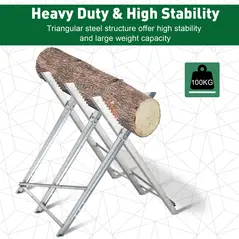 DURHAND Portable Sawhorse Heavy Duty Steel Adjustable Work Support, Foldable Sawhorse Stand 100 kg Weight Capacity, Silver Tone - 4