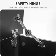 HOMCOM 113L Storage Chest, Storage Box with Flip-Top Lid and 2 Safety Hinges, Storage Trunk for Living Room, Entryway, 100 x 40 x 40 cm, Black - 5