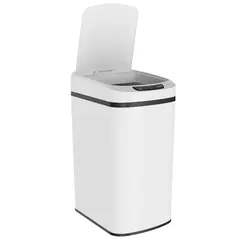 HOMCOM 12L Sensor Bin, Automatic Touchless Motion Sensor Kitchen Bin with Fingerprint Resistant Stainless Steel, White - 1