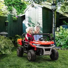 HOMCOM 12V 2 Seater Kids Electric Ride-On Car with Electric Bucket, Remote Control - Red - 2