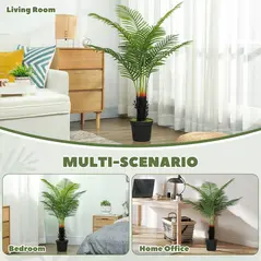 HOMCOM 120cm Artificial Areca Palm Tree with 9 PE Leaves, Decorative Artificial Plant with Plastic Pot and Flocked Soil, Fake Plant for Home Office Decor, Green - 5