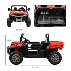 HOMCOM 12V 2 Seater Kids Electric Ride-On Car with Electric Bucket, Remote Control - Red - 3