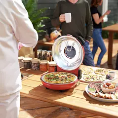 HOMCOM 1200W Pizza Oven, 12 Inch Electric Pizza Maker with Viewing Window, Dual Knob Temp & Timer Control, Overheat Protection, Red - 9