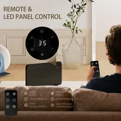 HOMCOM 1.2kW Freestand/On-Wall Electric Convector Heater, with Adjustable Thermostat - Black - 9