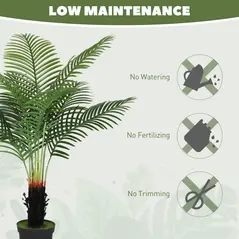HOMCOM 120cm Artificial Areca Palm Tree with 9 PE Leaves, Decorative Artificial Plant with Plastic Pot and Flocked Soil, Fake Plant for Home Office Decor, Green - 6