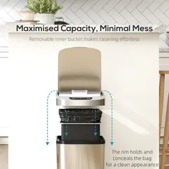 HOMCOM 12L Sensor Bin, Automatic Touchless Motion Sensor Kitchen Bin with Fingerprint Resistant Stainless Steel, Silver - 6