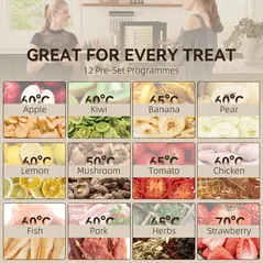 HOMCOM 12-Tray 40-70℃ Food Dehydrator - Black - 8