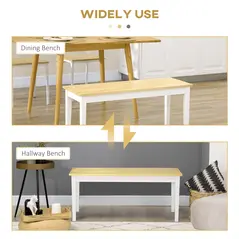 HOMCOM 102 cm Wood Dining Bench for 2 People, Wooden Bench for Kitchen, Dining Room, Entryway, White - 6