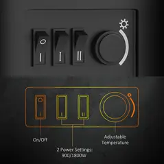 HOMCOM 1000W/2000W Freestanding Electric Fireplace, Indoor Heater Fire Stove with Log Burner Effect Flame, Thermostat Control - 5