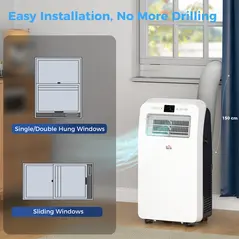 HOMCOM 12,000 BTU Three Mode Portable Air Conditioner - White - 7