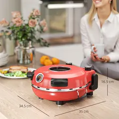 HOMCOM 1200W Pizza Oven, 12 Inch Electric Pizza Maker with Viewing Window, Dual Knob Temp & Timer Control, Overheat Protection, Red - 3