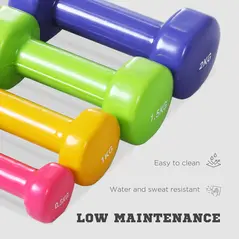 HOMCOM 10KG Dumbbells Set with Carry Case, Hand Weights for Women and Men Home Gym Weight Lifting Training, Red, Yellow, Green, Purple - 7