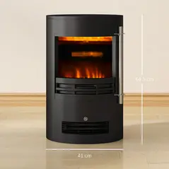 HOMCOM 1000W/2000W Freestanding Electric Fireplace, Indoor Heater Fire Stove with Log Burner Effect Flame, Thermostat Control - 3
