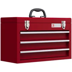 DURHAND Lockable Metal Tool Box, 3 Drawer Tool Chest with Latches, Handle, Ball Bearing Runners, Red - 1