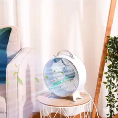 HOMCOM 10" 2-Speed Electric Table Desk Fan w/ Safety Guard Anti-Slip Feet Portable Personal Cooling Fan Home Office Bedroom White - 2