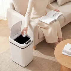 HOMCOM 12L Sensor Bin, Automatic Touchless Motion Sensor Kitchen Bin with Fingerprint Resistant Stainless Steel, White - 8