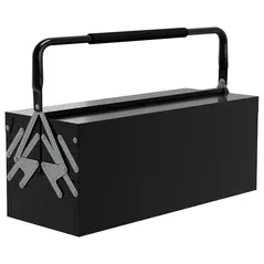 DURHAND 3 Tier Metal Toolbox, 5 Tray Professional Portable Tool Box with Carry Handle for Workshop, 56cmx20cmx34cm, Black - 1