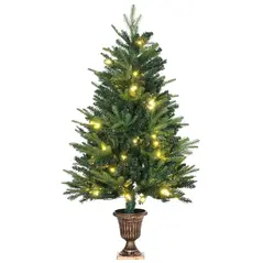 HOMCOM 1.2m 4ft Christmas Tree Entrance Décor 750 Tips Xmas Pre-lit Tree 80 LED with Vase Base - 1