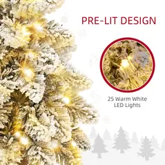 HOMCOM 1.5ft Mini Artificial Christmas Trees with Lights Set of 2, Snow Flocked Tabletop Christmas Trees with Base, Battery Operated, Desktop Party Decoration - 5