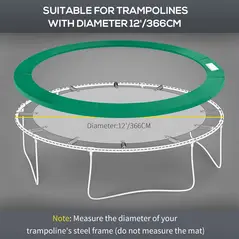 HOMCOM 12FT Replacement Trampoline Pad Thick Foam Safety Φ366cm Spring Cover Bounce Padding - Green - 5