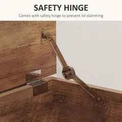 HOMCOM 113L Storage Chest, Storage Box with Flip-Top Lid and 2 Safety Hinges, Storage Trunk for Living Room, Entryway, 100 x 40 x 40 cm, Brown Wood Grain - 5