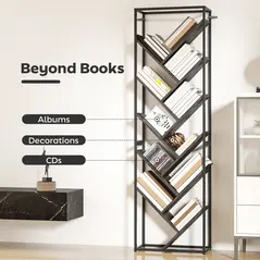 HOMCOM 10 Shelf Industrial-Style Bookshelf - Black/Grey - 5