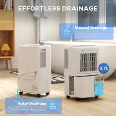 HOMCOM 12L Dehumidifier, with Touch Panel LED Screen - White - 4