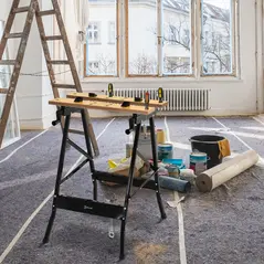 DURHAND 4-in-1 Work Bench, Folding Clamp Table w/ 4 Adjustable Clamping Pegs for DIY Home Garage, Black - 2