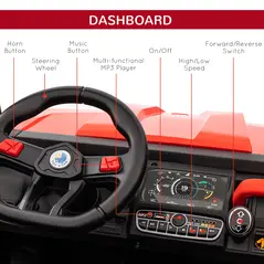 HOMCOM 12V 2 Seater Kids Electric Ride-On Car with Electric Bucket, Remote Control - Red - 6